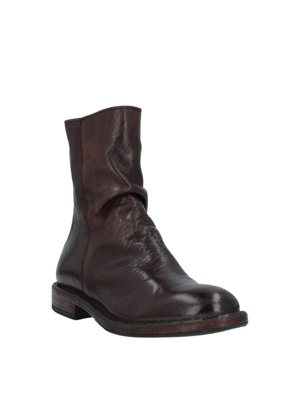 Designer Premium Top Quality Genuine Leather Zip-Back Ankle Boots in Dark Brown